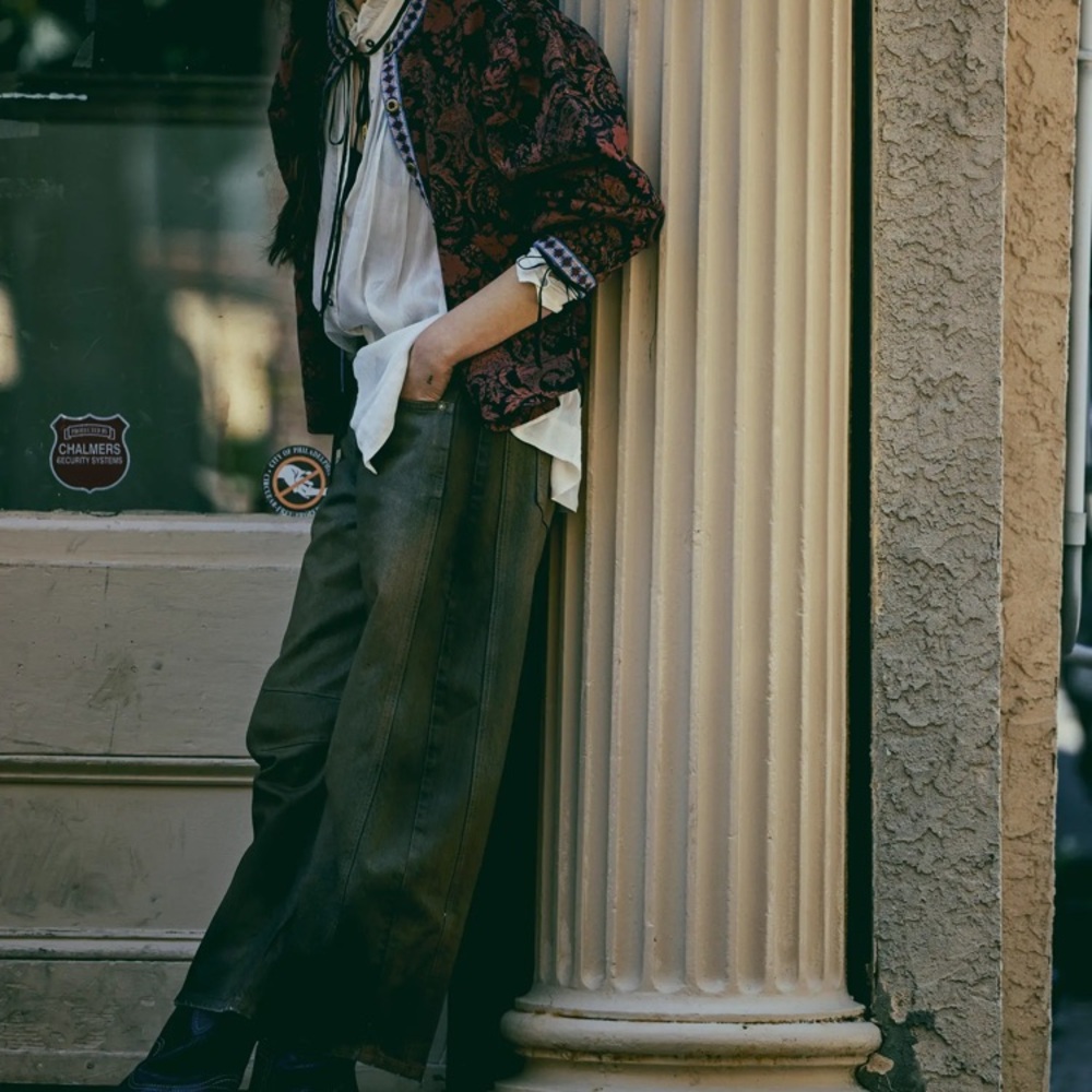 Free people Good luck coated brown high waist ankle barrel jeans - Picture 3 of 6